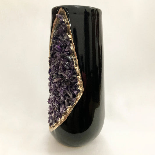 Set of 2 Black Ceramic Vases-1