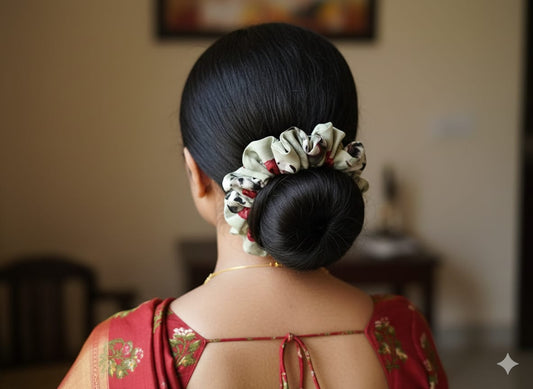 Kuhuki's Floral/Abstract Printed Soft Fabric Scrunchie - Comfy Hair Tie for Women