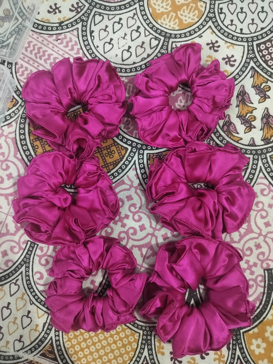 Handmade Premium Satin Scrunchies (Pack of 6)
