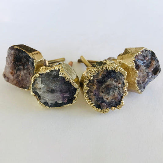 Set of 4 Amethyst/Agate Classic Vintage Finish Cabinet Drawer Pull Wardrobe Dresser Interior Decorative Handle-0